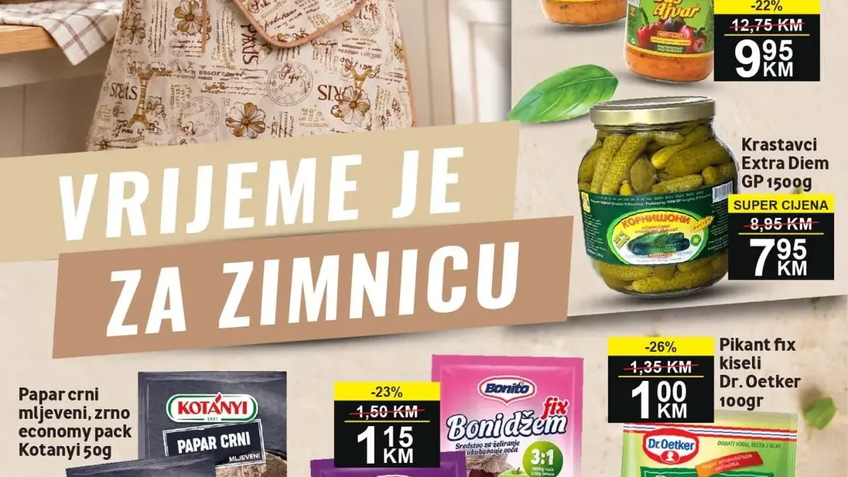 BEST akcija za zimnicu od 14.09. do 16.10.2026. – ajvar, krastavci, začini, sredstva za pripremu zimnice i kuhinjska oprema na sniženju