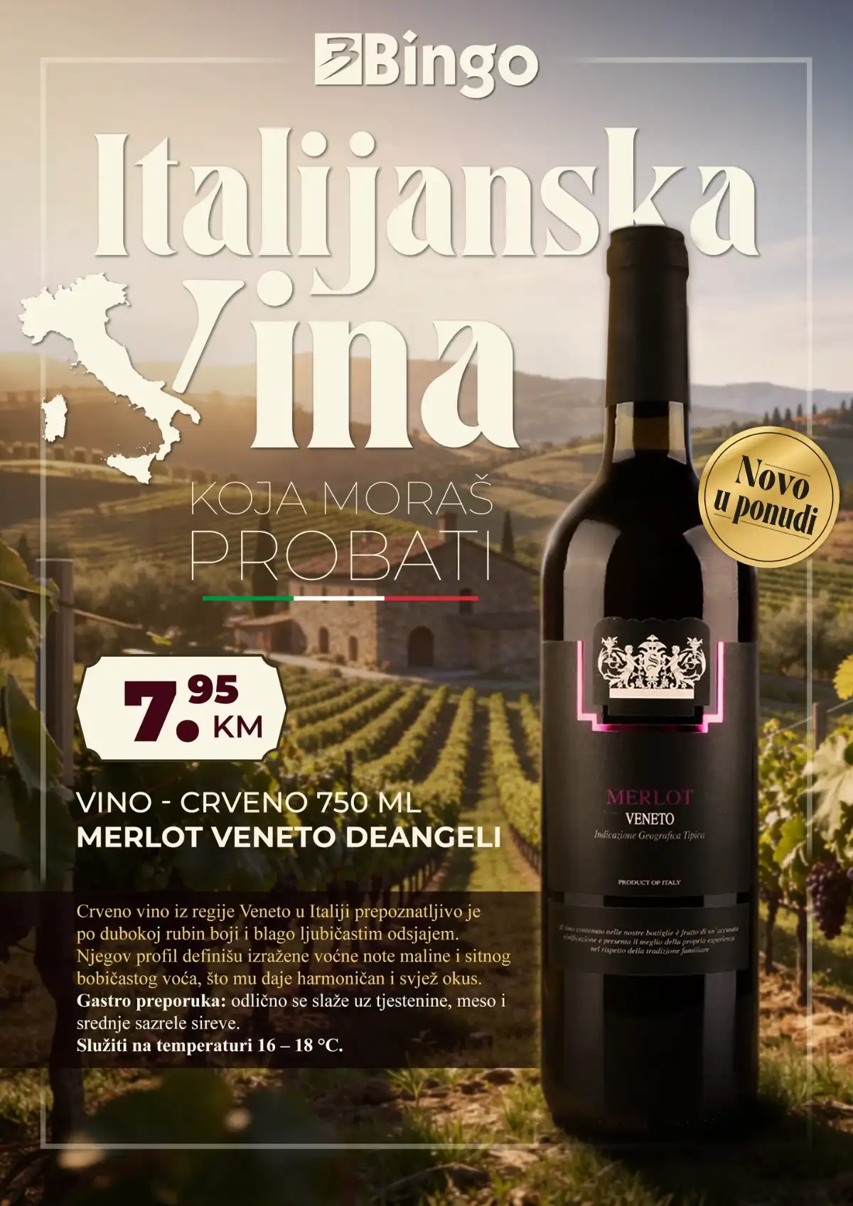 Bingo italijanska vina katalog Merlot Veneto Deangeli cijena 7.95 KM BiH strana 1