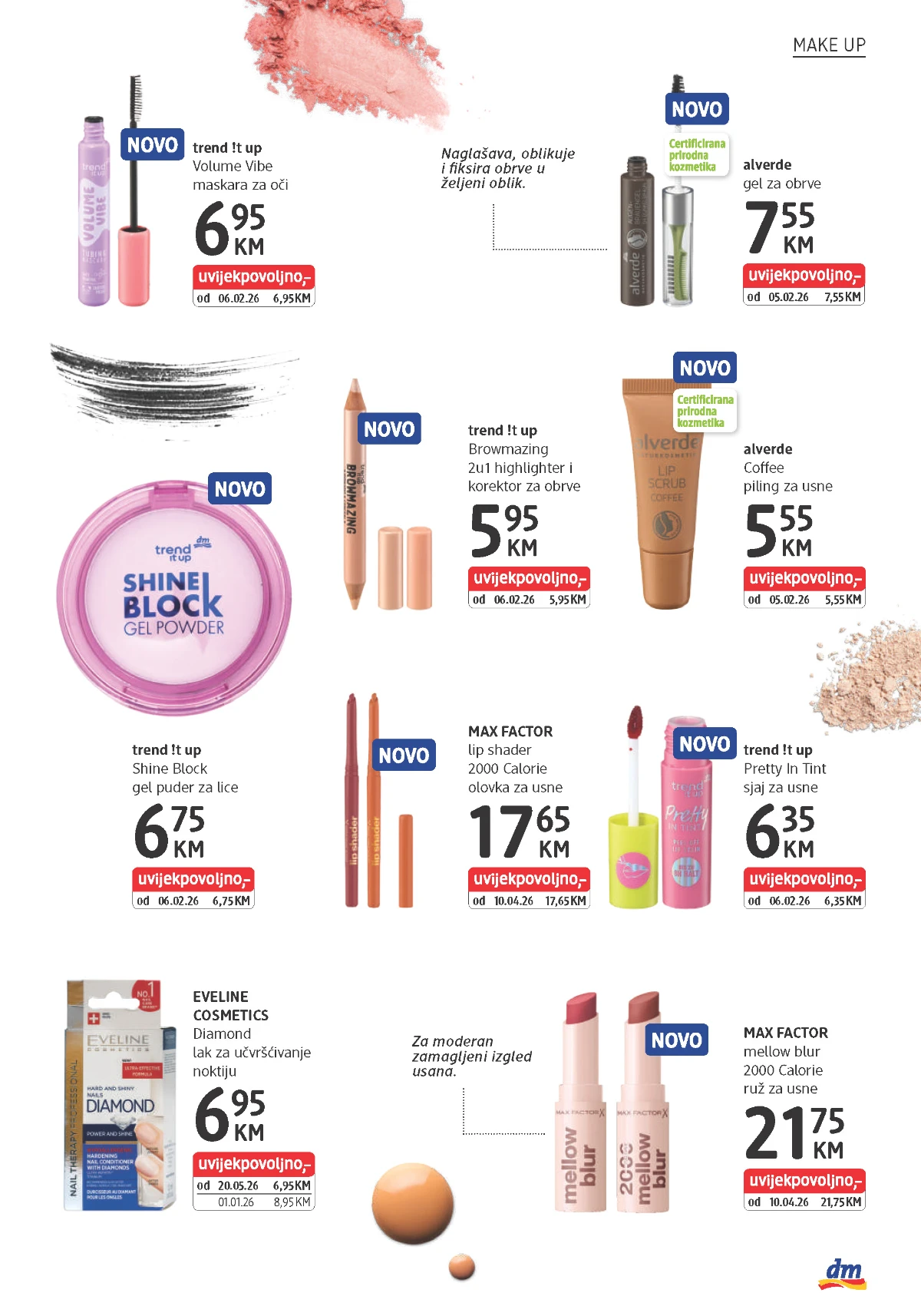dm make-up akcija maj 2026 – trend IT up, Max Factor i alverde proizvodi