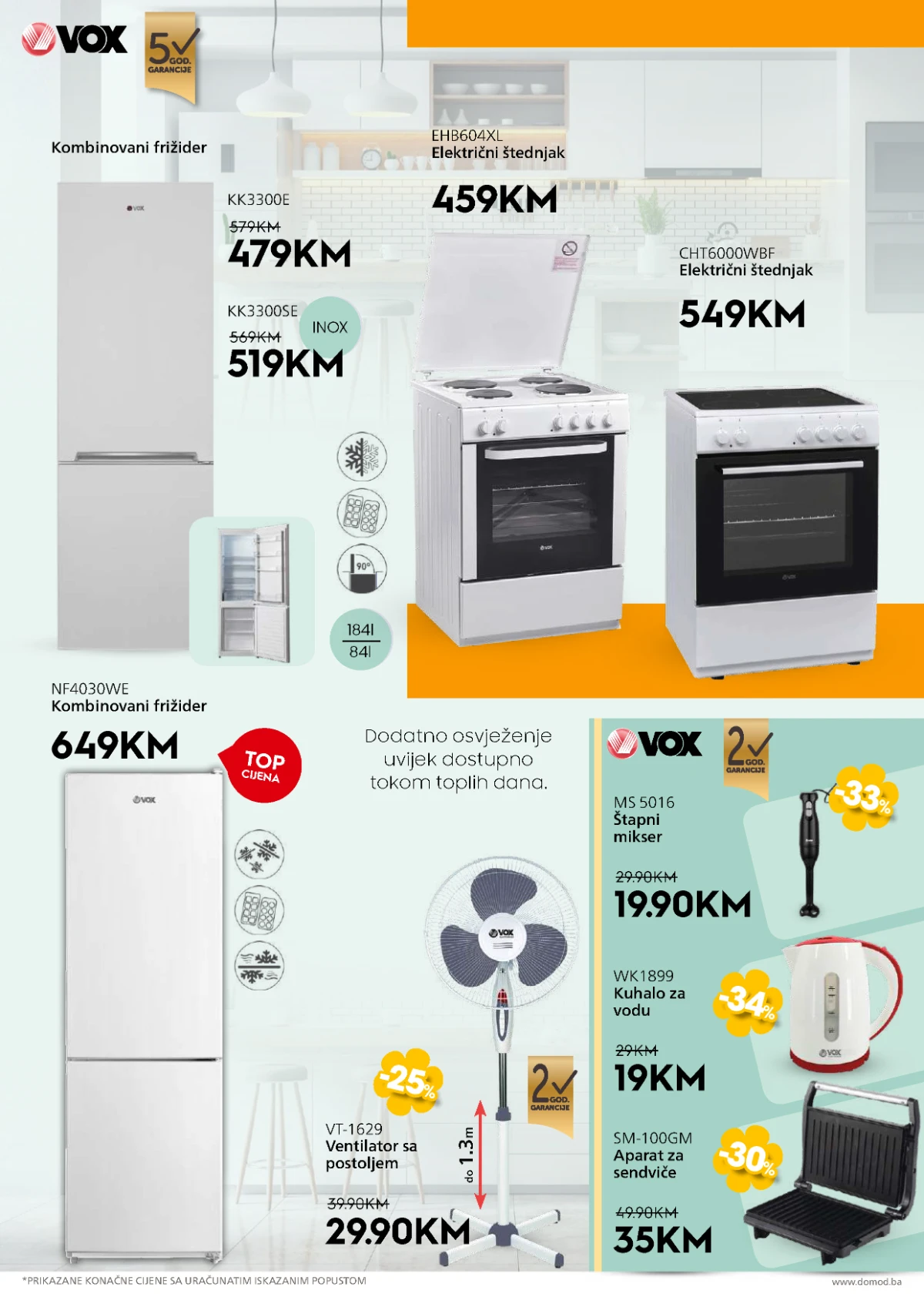 Domod katalog strana 13 frižideri štednjaci ventilatori i mali kućanski aparati