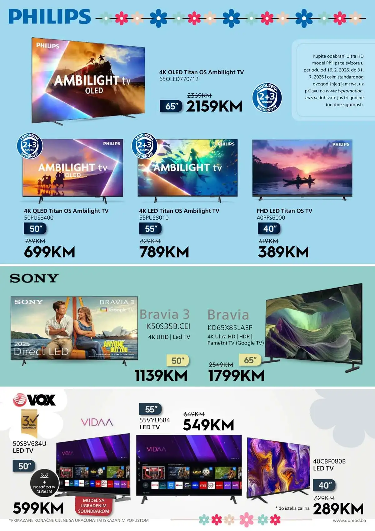 DOMOD katalog strana 3 – sniženja tehnike, bijele tehnike i kućnih aparata Bosna i Hercegovina