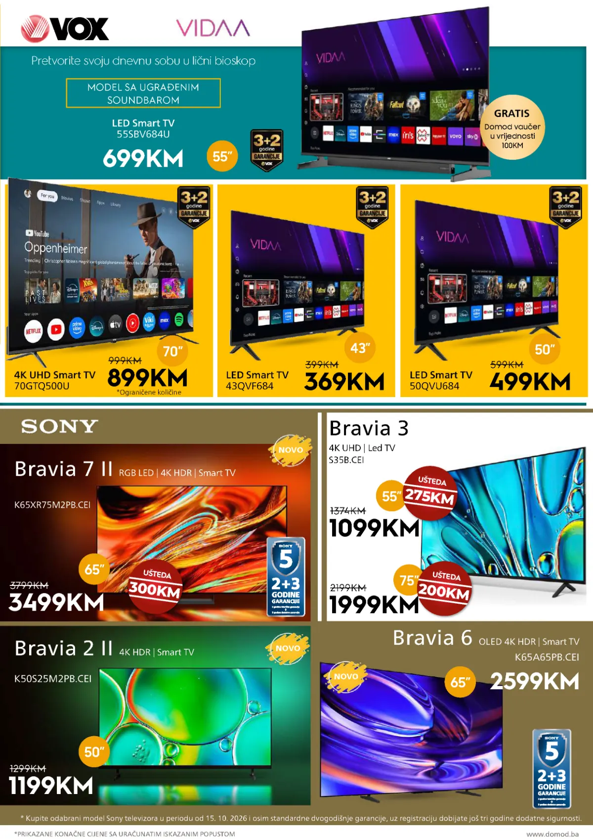 DOMOD katalog, stranica 11 – VOX Smart televizori i Sony Bravia televizori