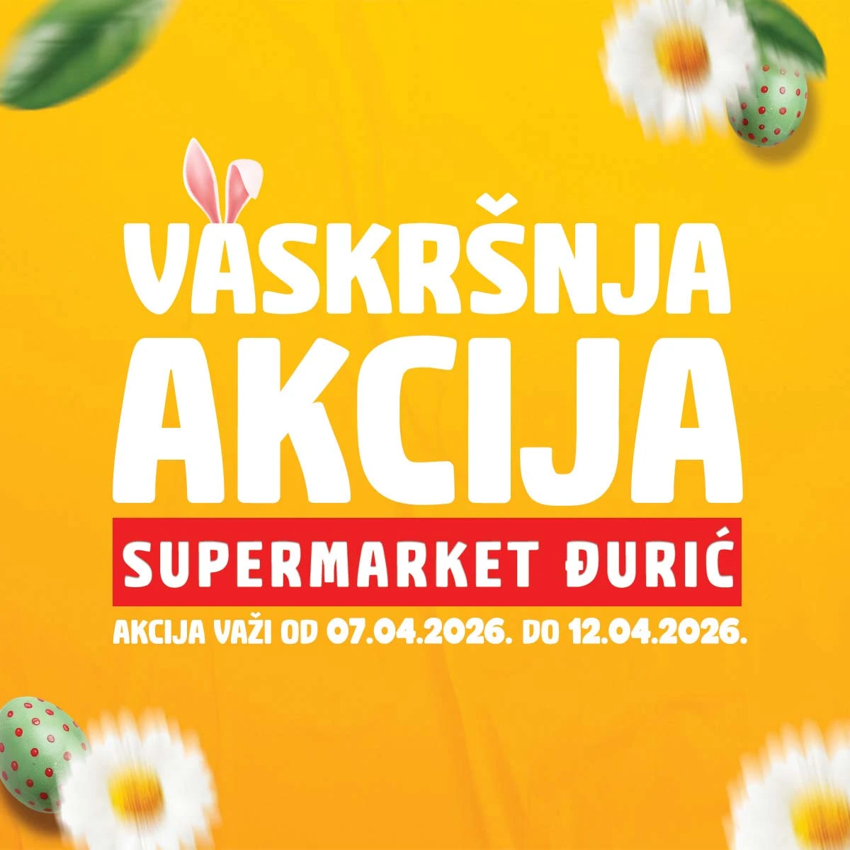 Đurić Supermarketi Vaskršnja akcija do 50 posto sniženja prehrana i kućne potrepštine april 2026 – stranica 1