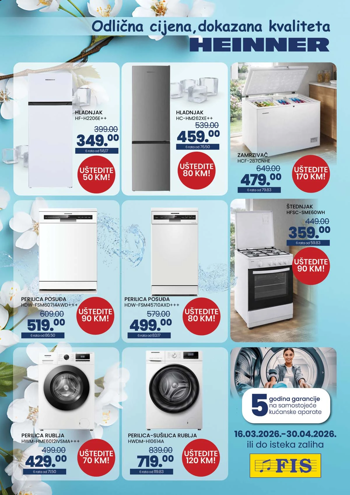 FIS Heinner akcija – sniženja kućanskih aparata i bijele tehnike do 30.04.2026