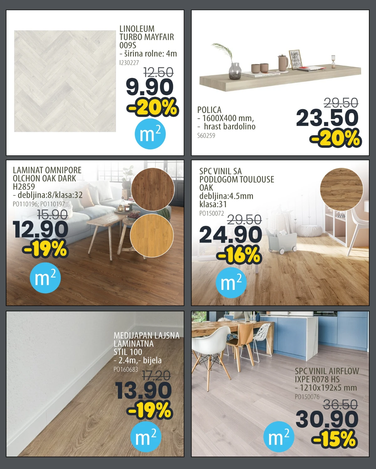 FIS akcija – linoleum, laminat, SPC vinil i police po akcijskim cijenama