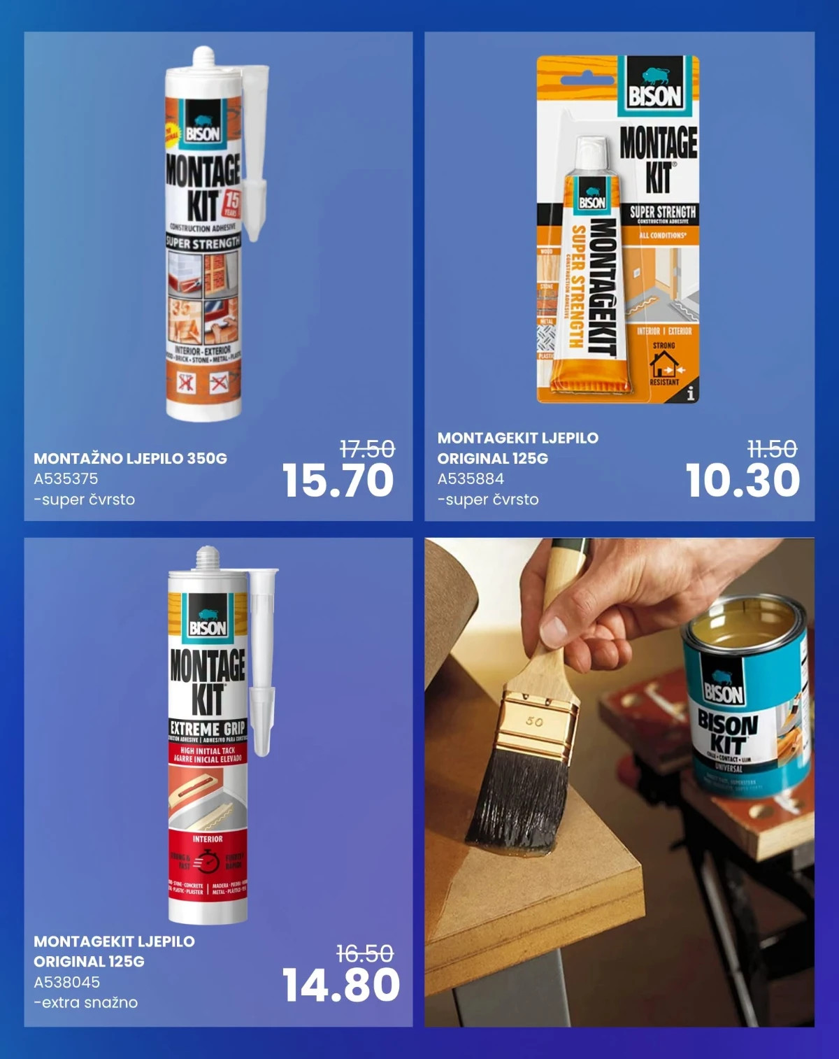 Bison ljepila za drvo, tekstil, plastiku i specijalna kontaktna ljepila u FIS akciji