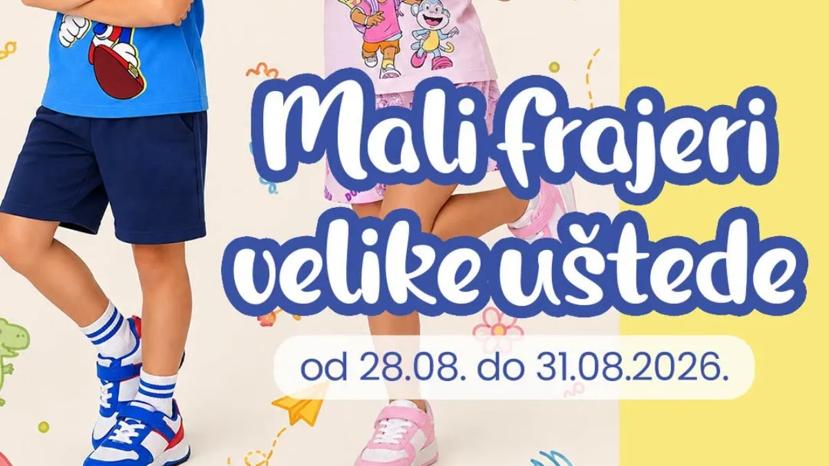 FIS Mali frajeri, velike uštede od 28.08. do 31.08.2026. – dječija odjeća, obuća i modni dodaci sniženi do 43%