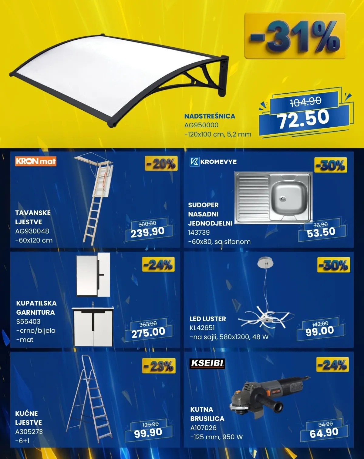 FIS Plus sedmica do 02.09.2026. – nadstrešnica, ljestve, sudoper, kupatilski namještaj, rasvjeta i alati