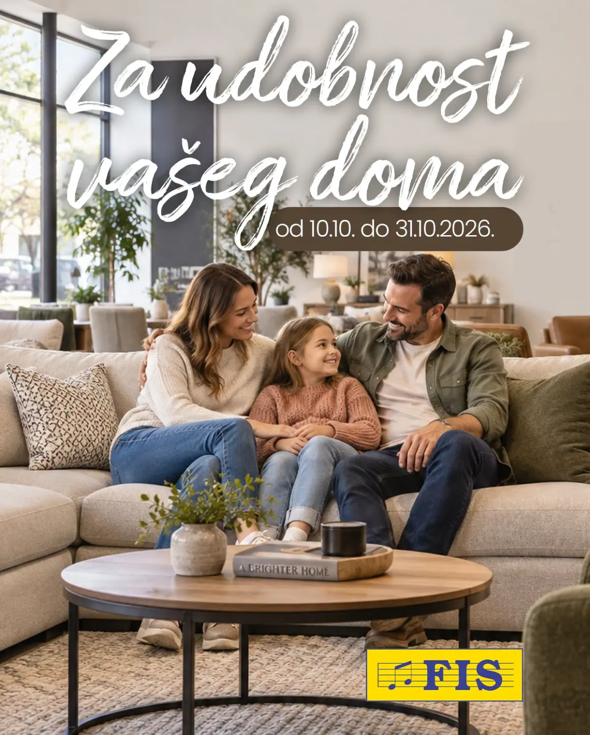 Naslovna stranica FIS kataloga Za udobnost vašeg doma – akcija namještaja od 10. do 31.10.2026.