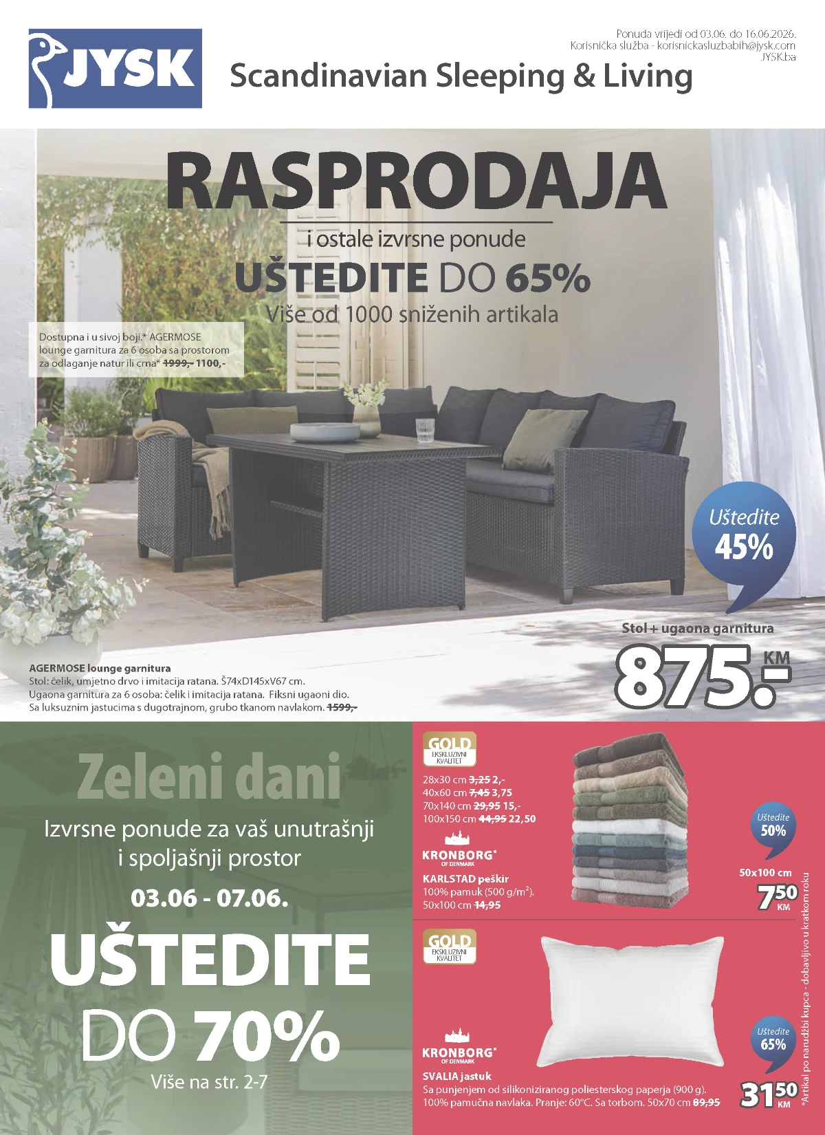 JYSK rasprodaja do 65% popusta na baštenski namještaj i opremu za dom do 16.06.2026