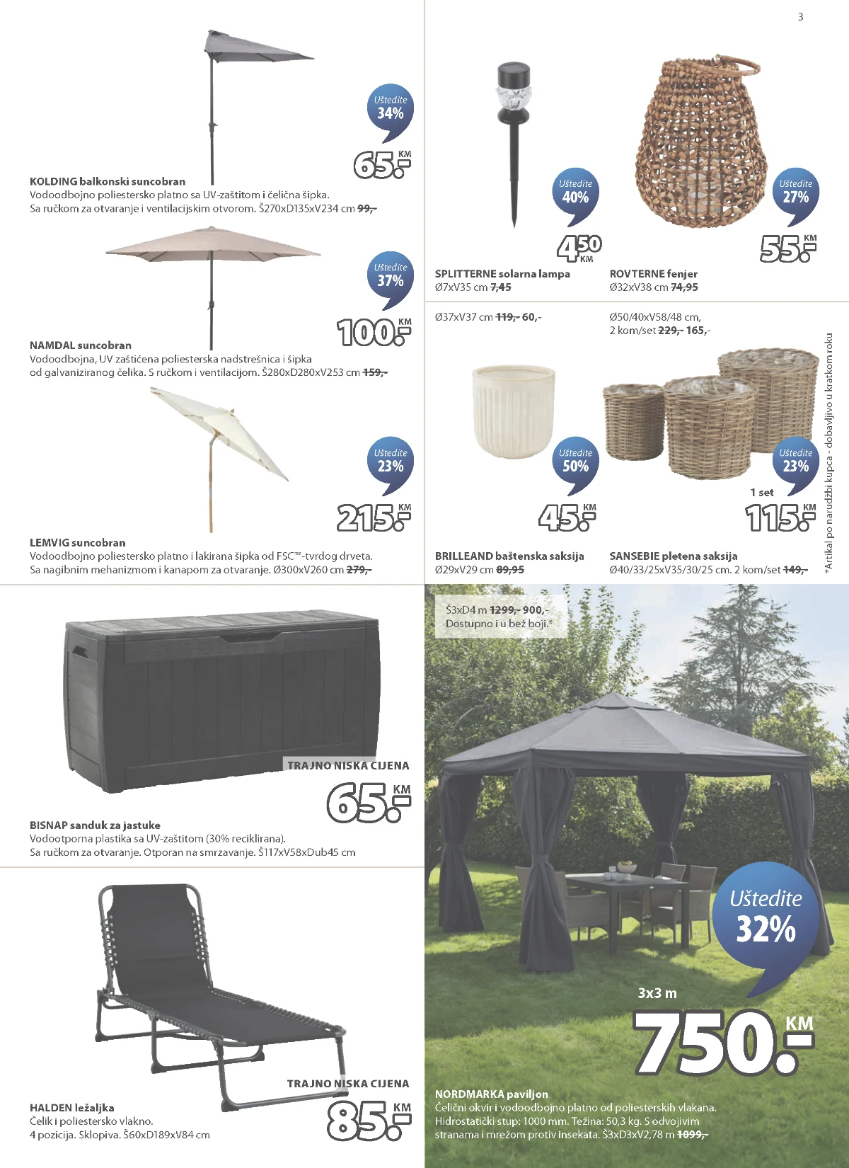 JYSK suncobrani solarne lampe i dekoracija za dvorište na akciji