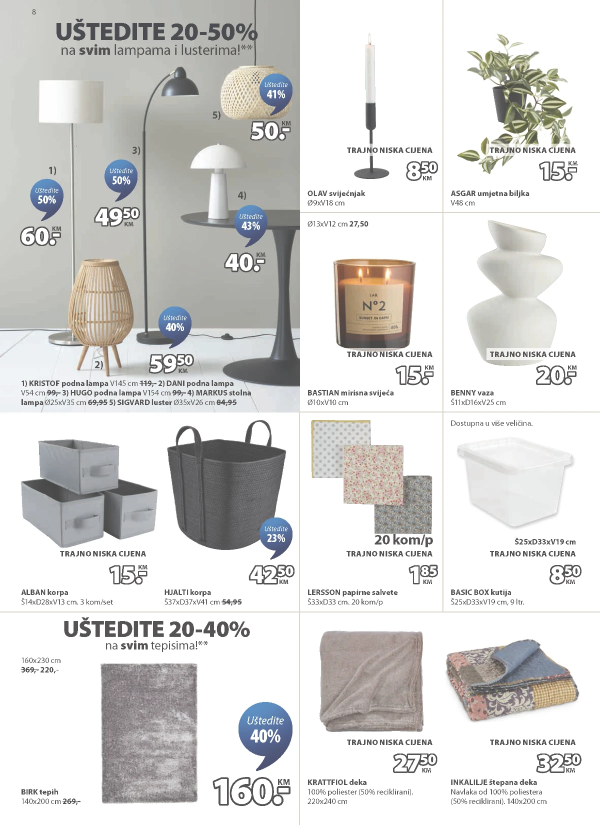 JYSK lampe, tepisi i dekoracija za dom na akciji