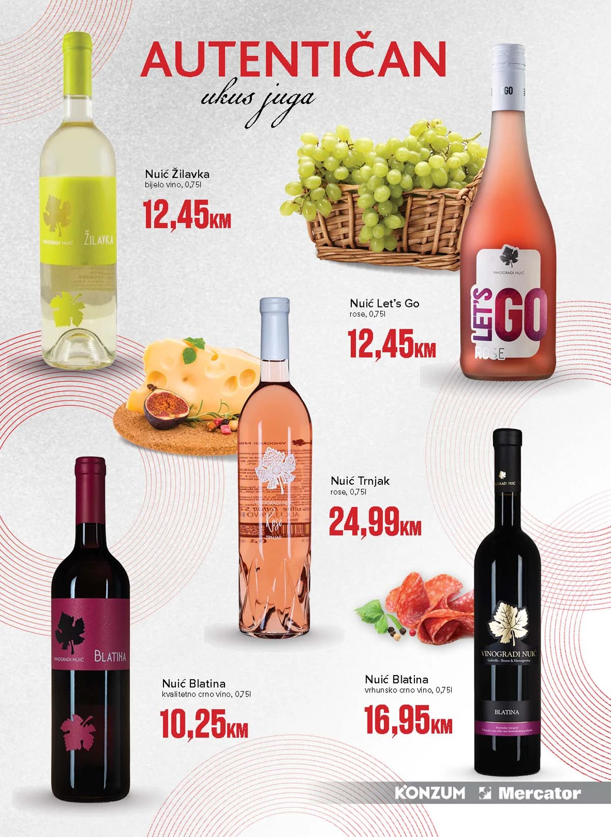 Konzum i Mercator vinska ponuda različitih etiketa