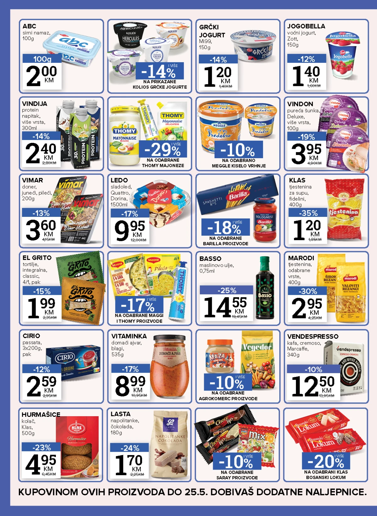 Konzum i Mercator katalog maj 2026 ABC sirni namaz Meggle proizvodi i Barilla akcija