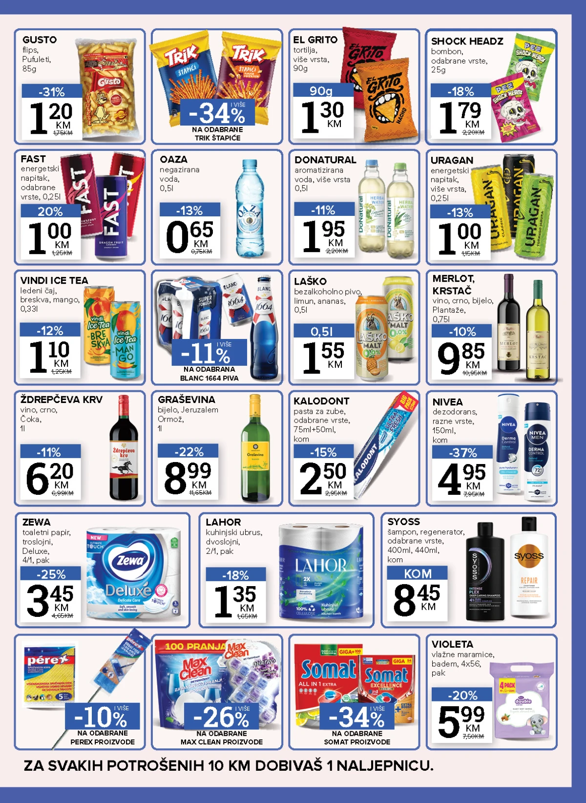 Konzum i Mercator katalog maj 2026 energetska pića grickalice i higijena sniženja