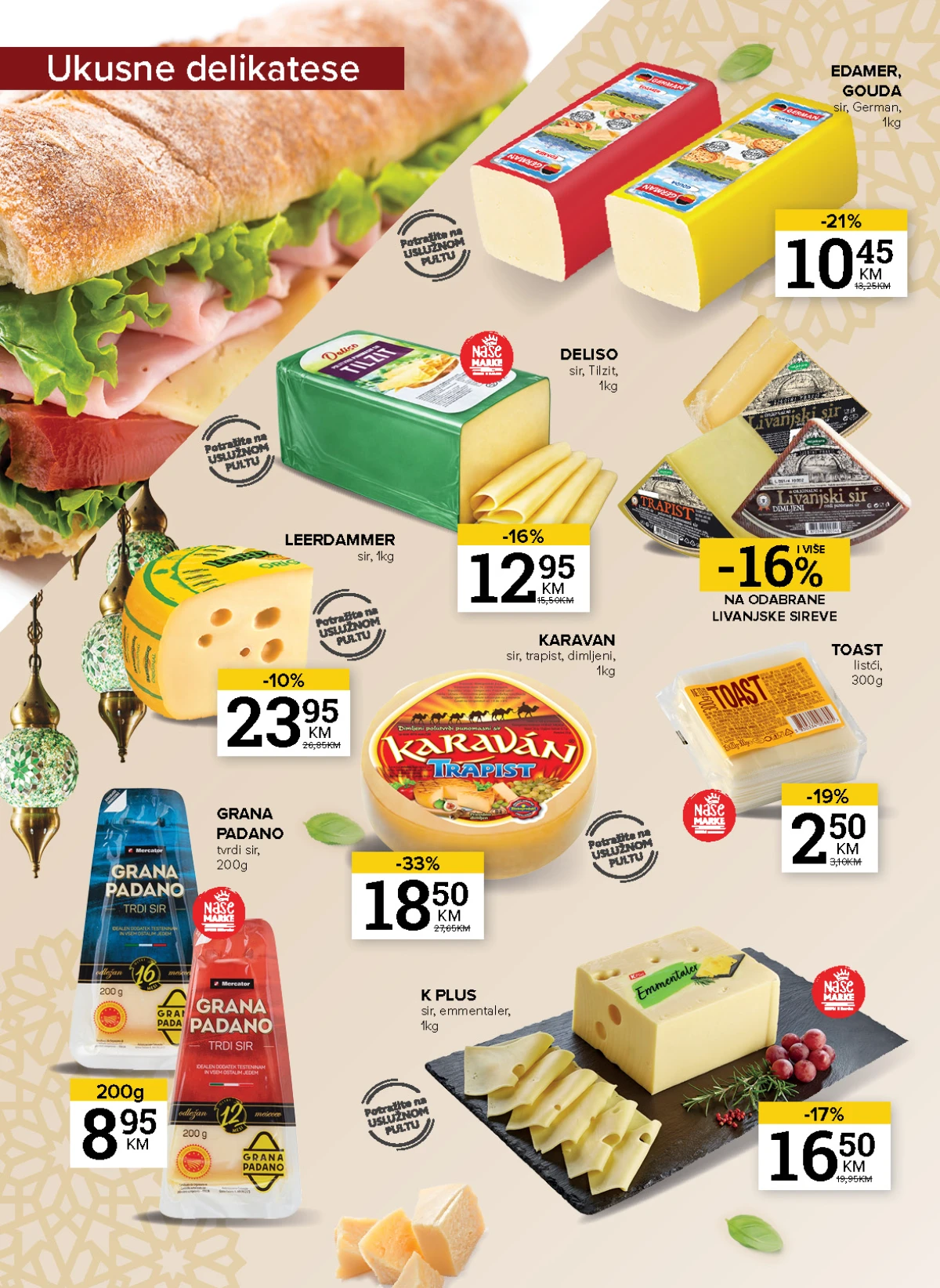 Konzum i Mercator katalog maj 2026 sirevi delikatesi i premium proizvodi akcija
