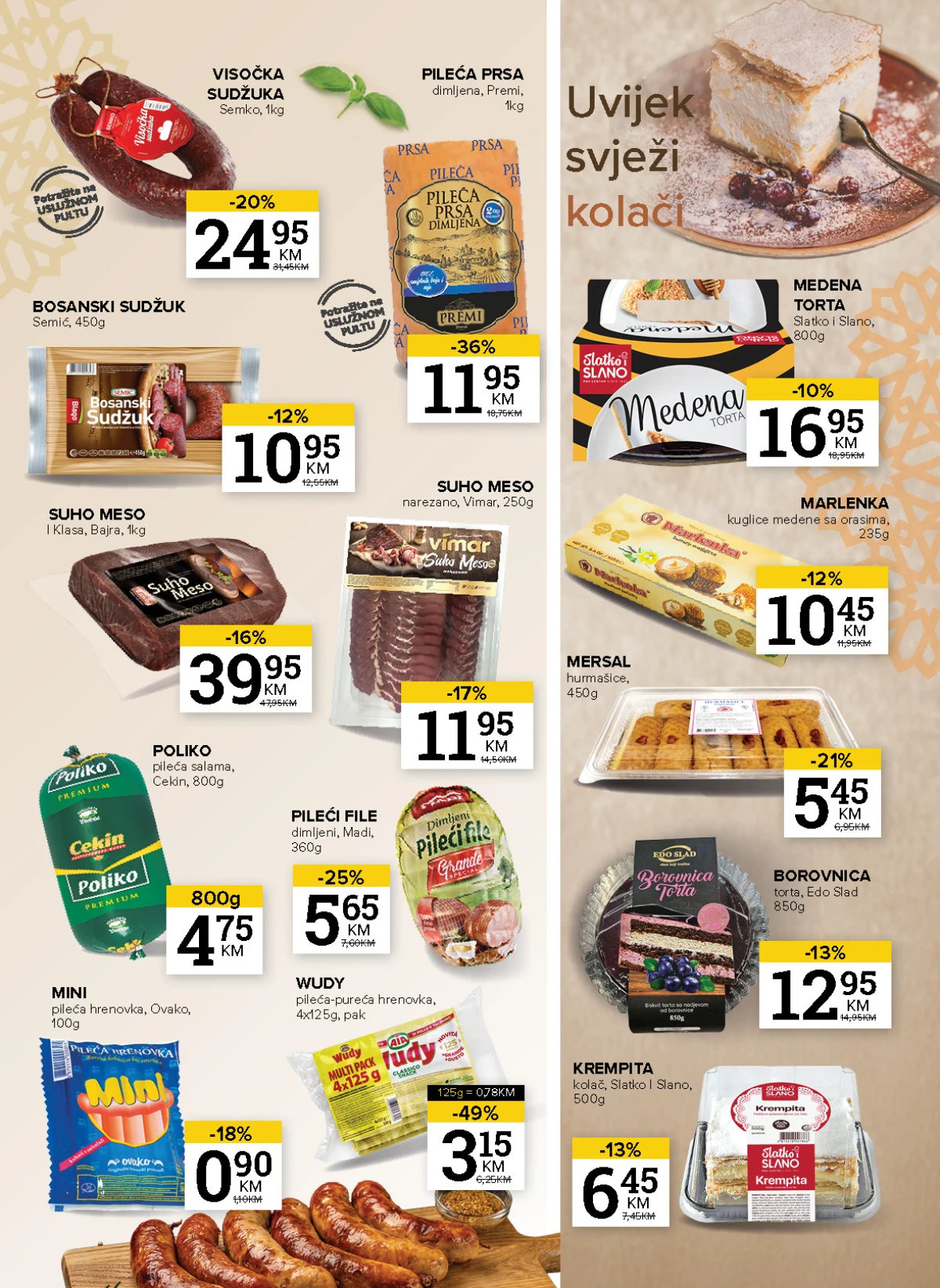 Konzum i Mercator katalog maj 2026 suhomesnati proizvodi i kolači akcija