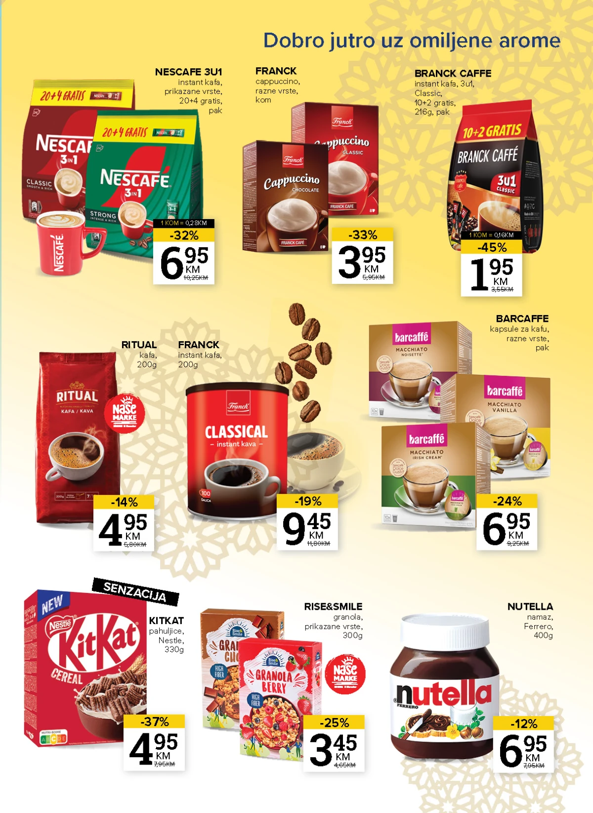 Konzum i Mercator katalog maj 2026 kafa granola i doručak akcija