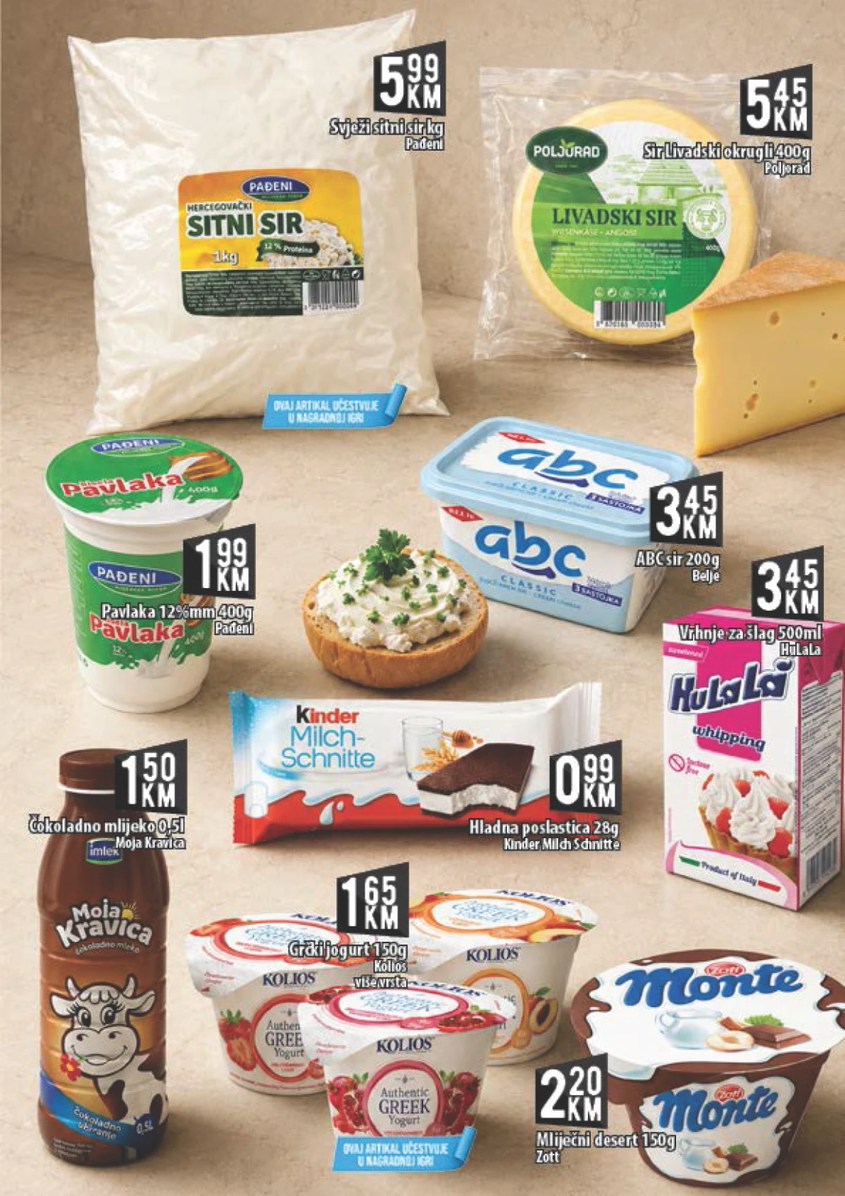 Kort katalog deserti i rashlađeni proizvodi Kort akcija – sitni sir, Kinder i Monte desert po nižim cijenama