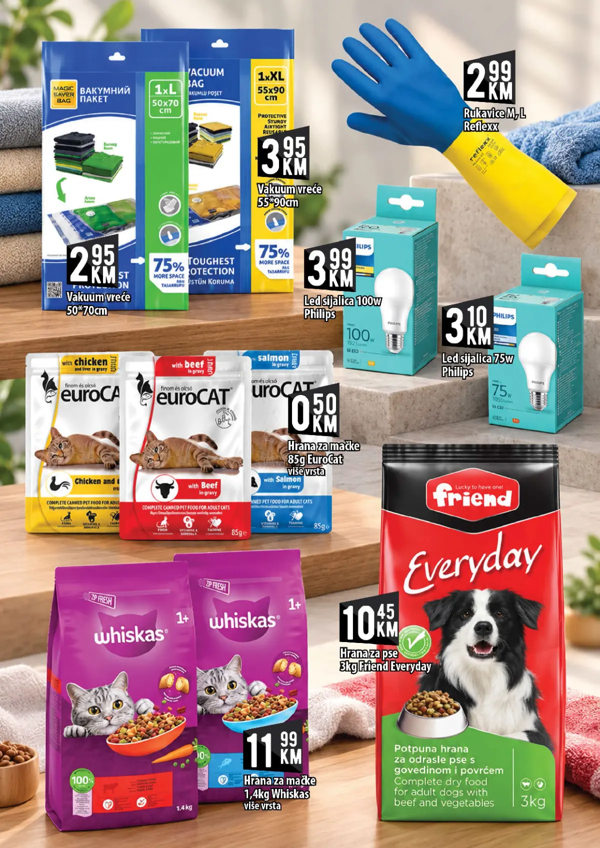 KORT katalog, stranica 23 – hrana za mačke EuroCat 85 g za 0,50 KM i hrana za pse Friend Everyday 3 kg za 10,45 KM