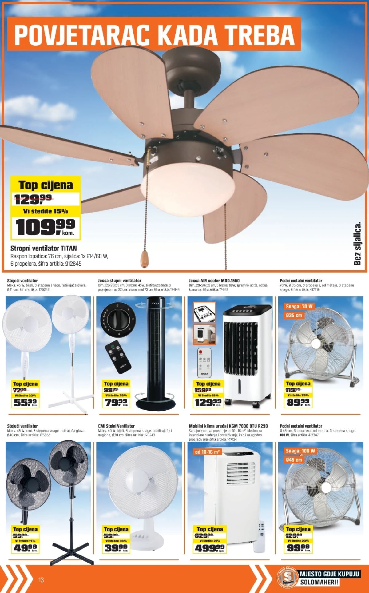 OBI katalog maj 2026 strana 13 – ventilatori i rashladni uređaji na akciji