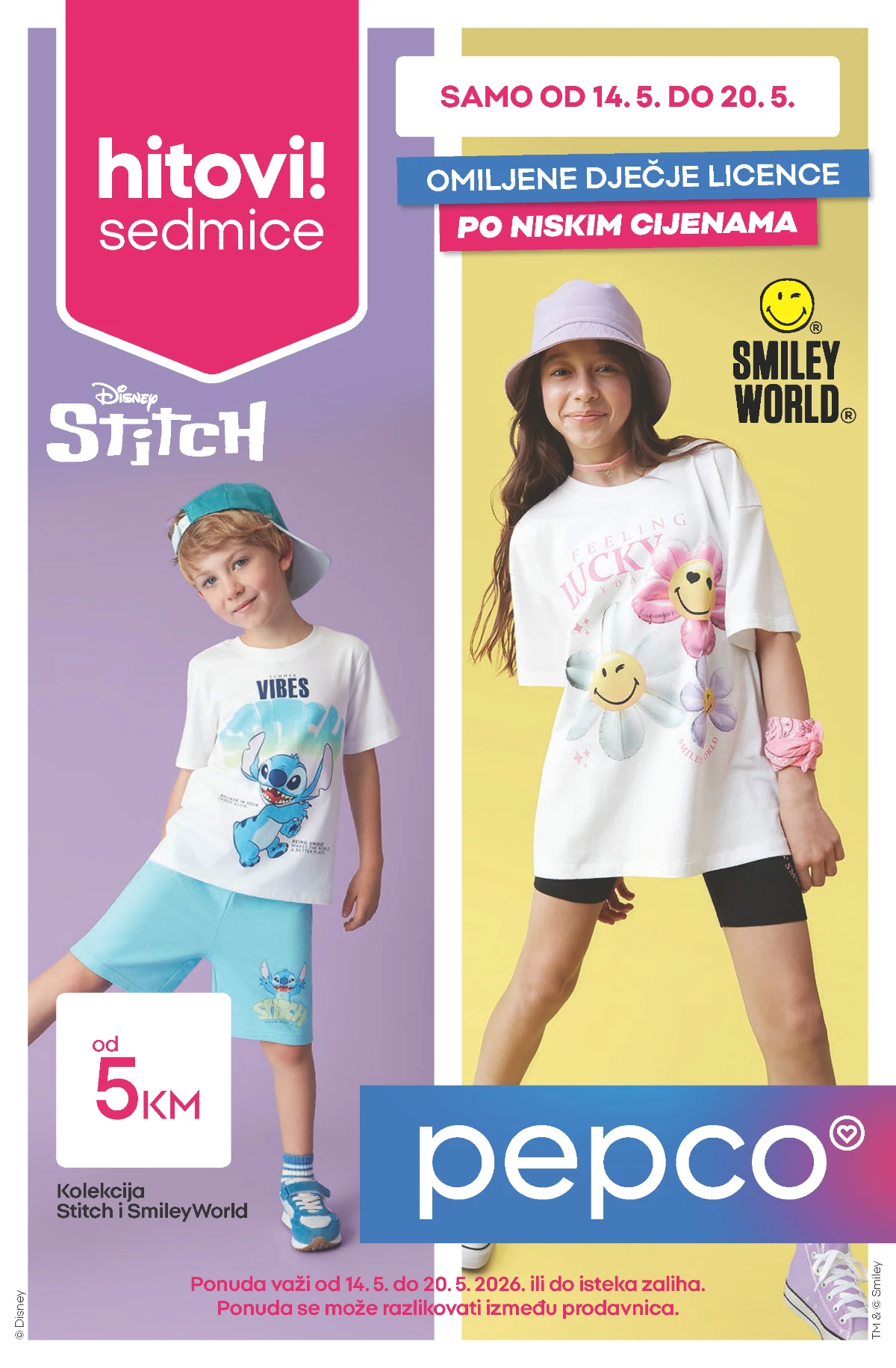 Pepco Hitovi sedmice maj 2026 – Disney Stitch i SmileyWorld akcija do 27.05.2026
