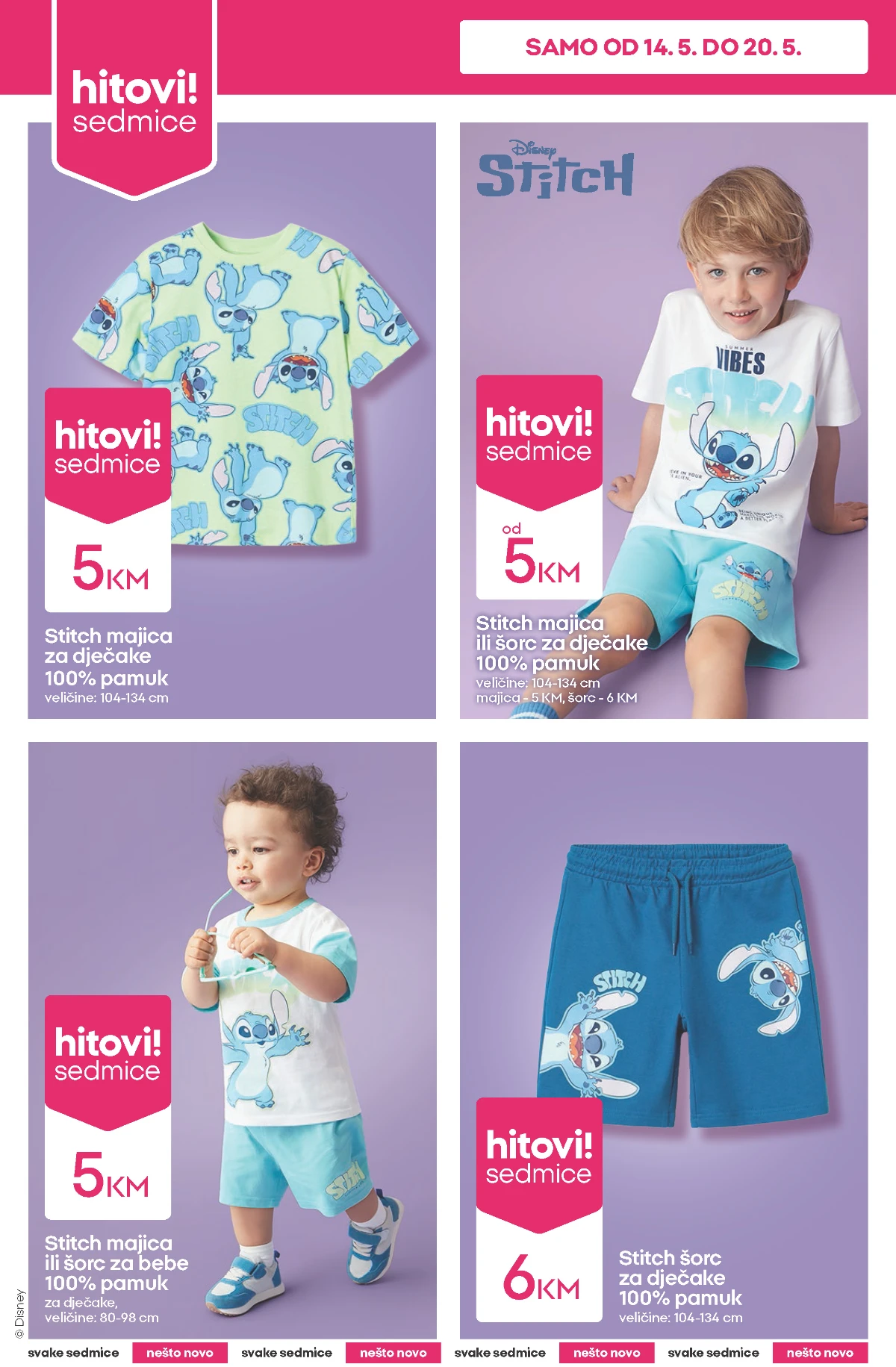 Pepco Stitch kolekcija za dječake od 5 KM Pepco Stitch majice i šorcevi za dječake akcija maj 2026
