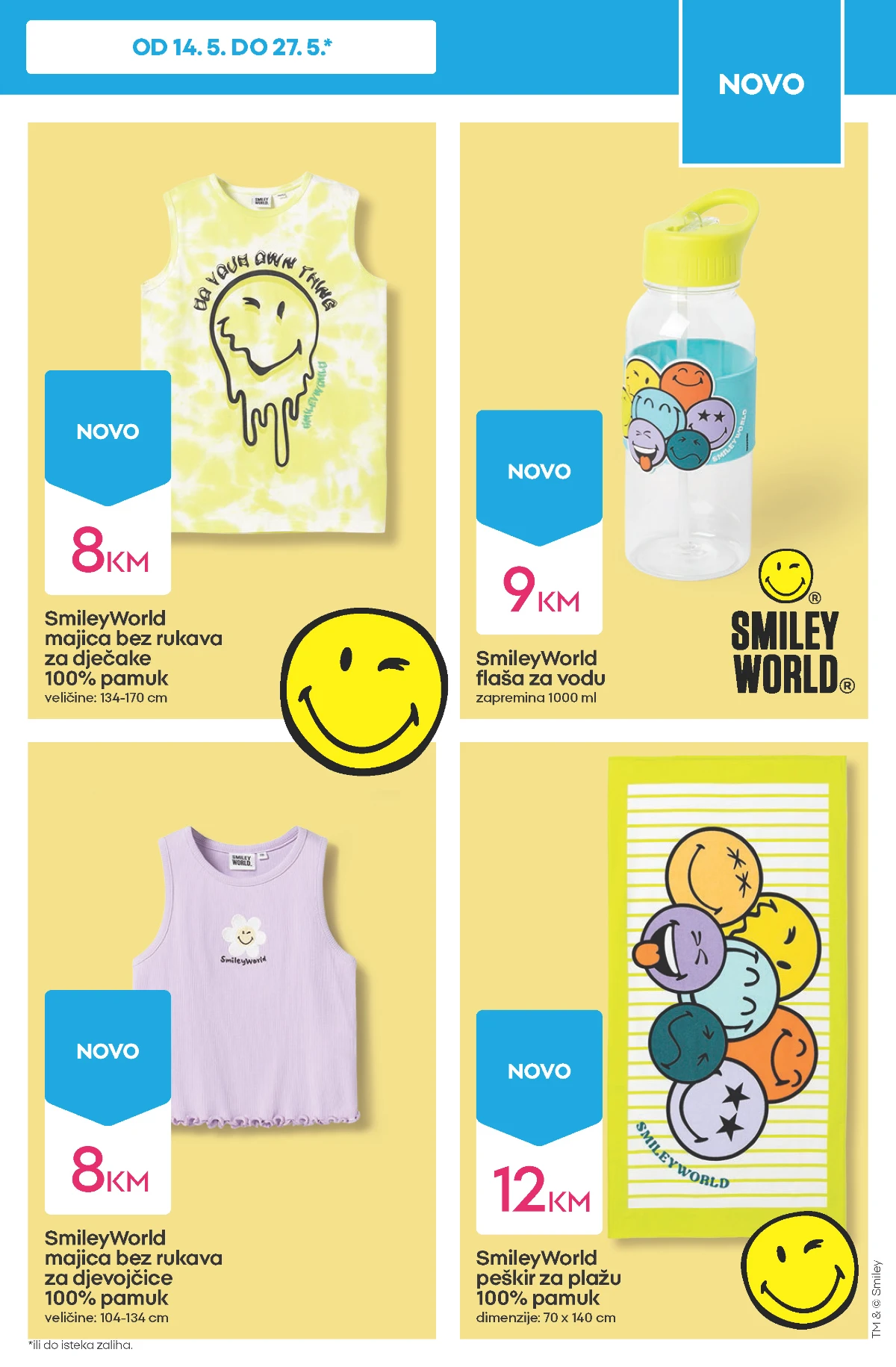 Pepco SmileyWorld ljetni dodaci i peškiri Pepco SmileyWorld peškiri i flaše za vodu akcija maj 2026