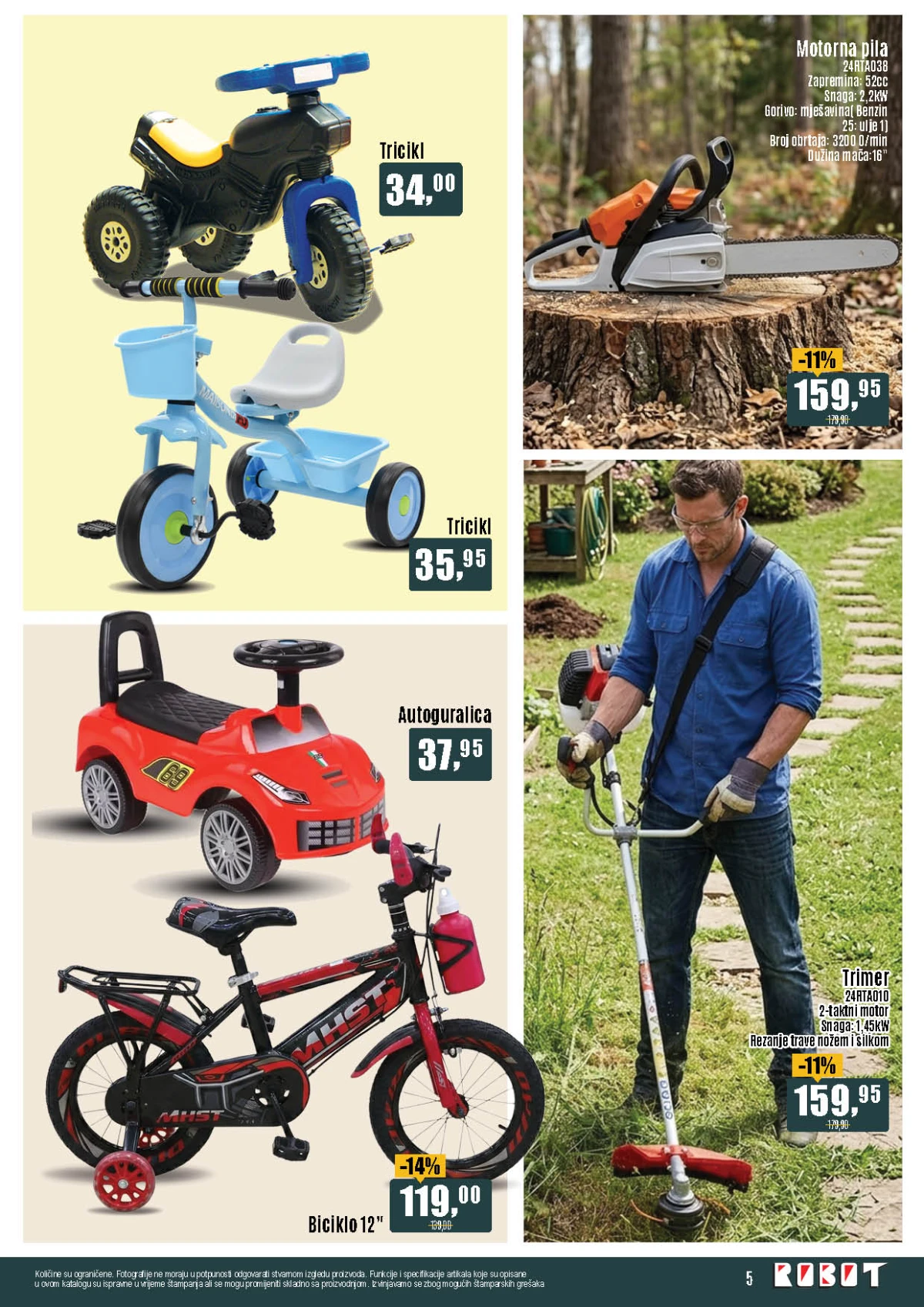 Robot katalog bicikla trimeri motorne pile i dječije igračke