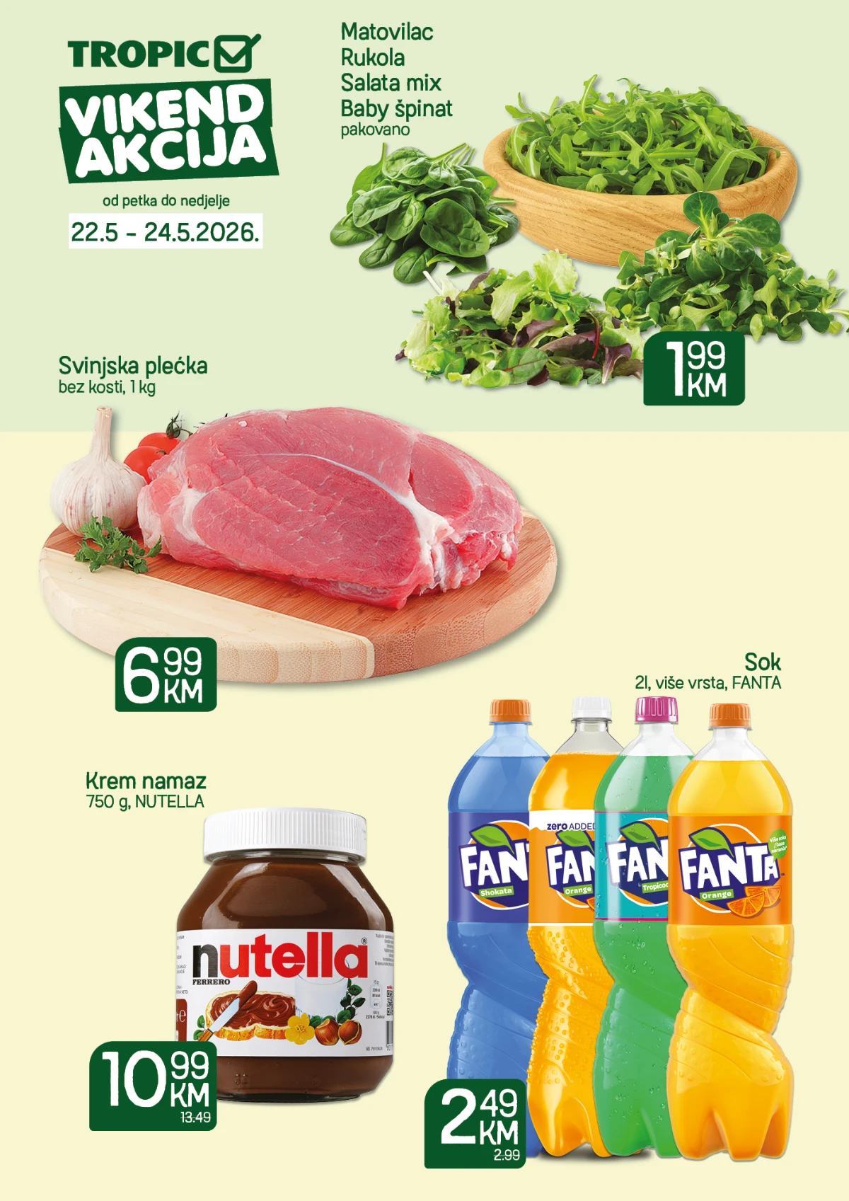 Tropic vikend akcija do 24.05.2026 – Nutella, svinjska plećka i Fanta po TOP cijenama