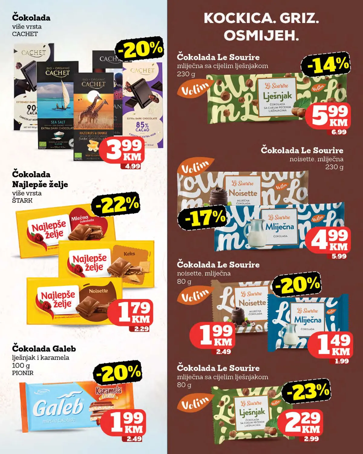 Tropic katalog – čokolade na akciji Tropic katalog – Cachet, Najljepše želje, Galeb i Le Sourire čokolade