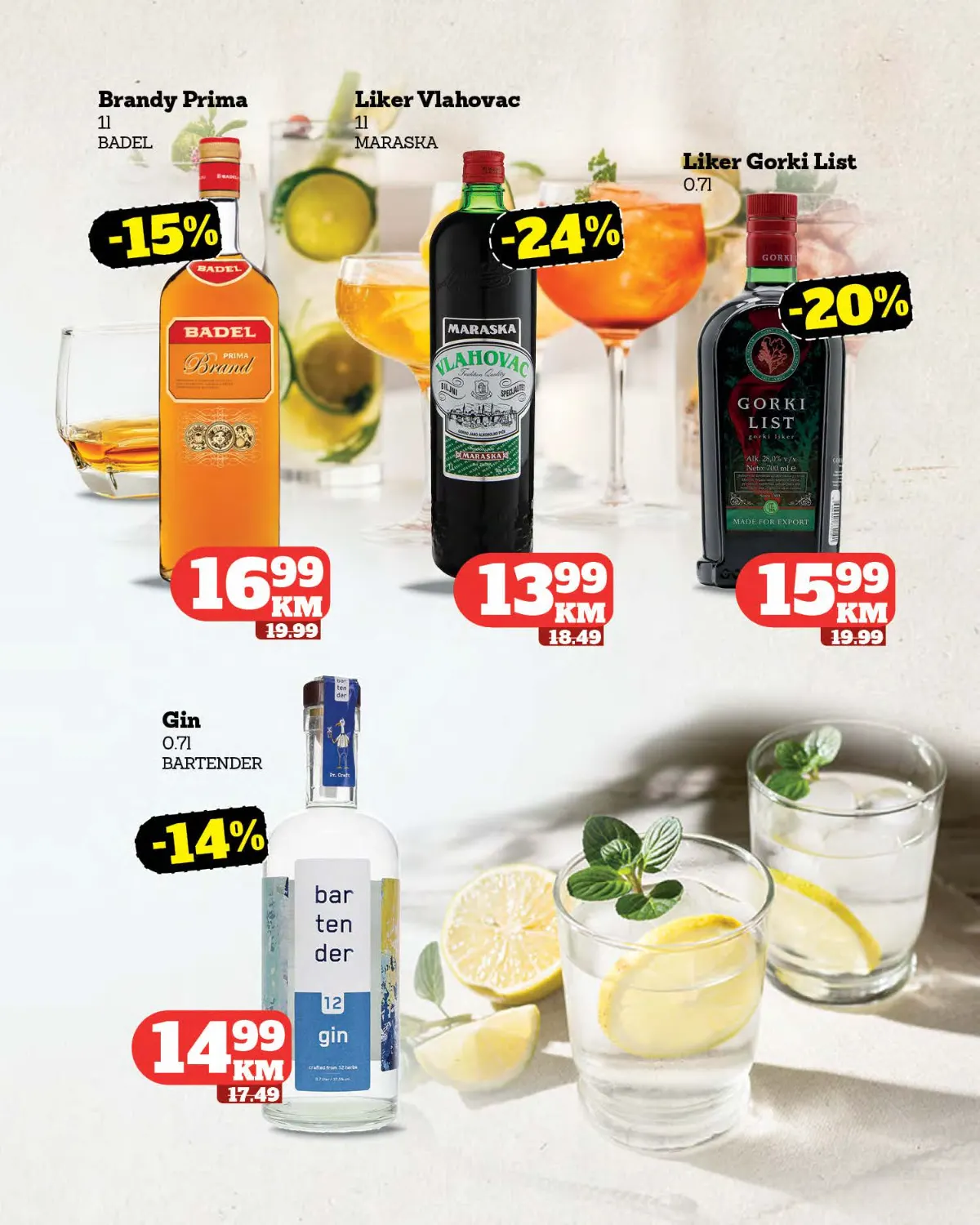 Tropic katalog – žestoka pića na akciji Tropic katalog – Badel Prima, Vlahovac, Gorki List i gin