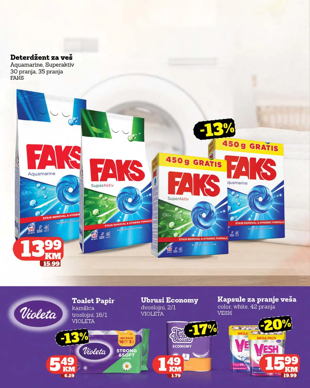 Tropic katalog – deterdženti i papirna galanterija Tropic katalog – Faks deterdžent, Violeta toalet papir i Vesh kapsule