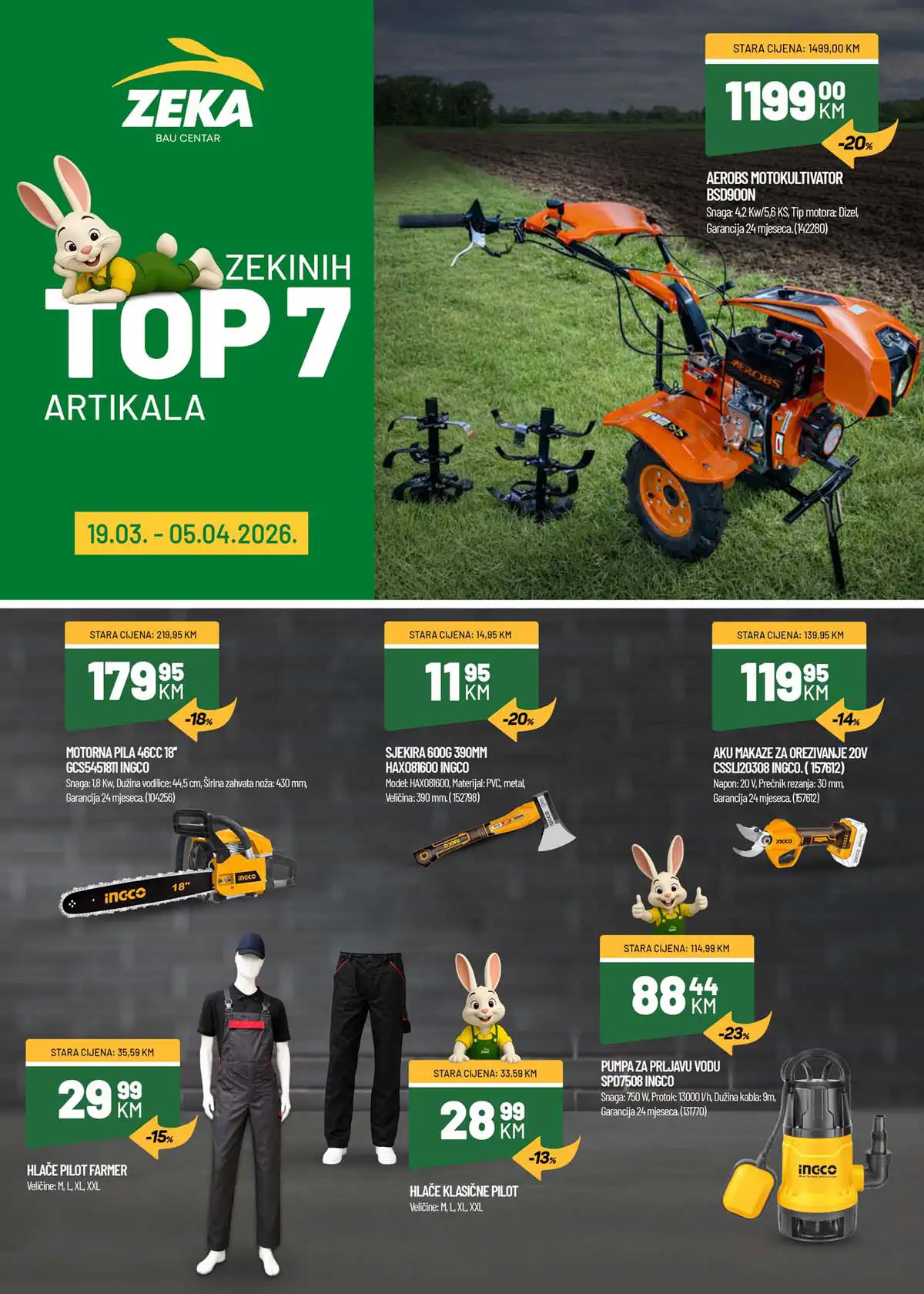 Zeka akcija top 7 proizvoda sniženja do 23 posto Bau centar april 2026