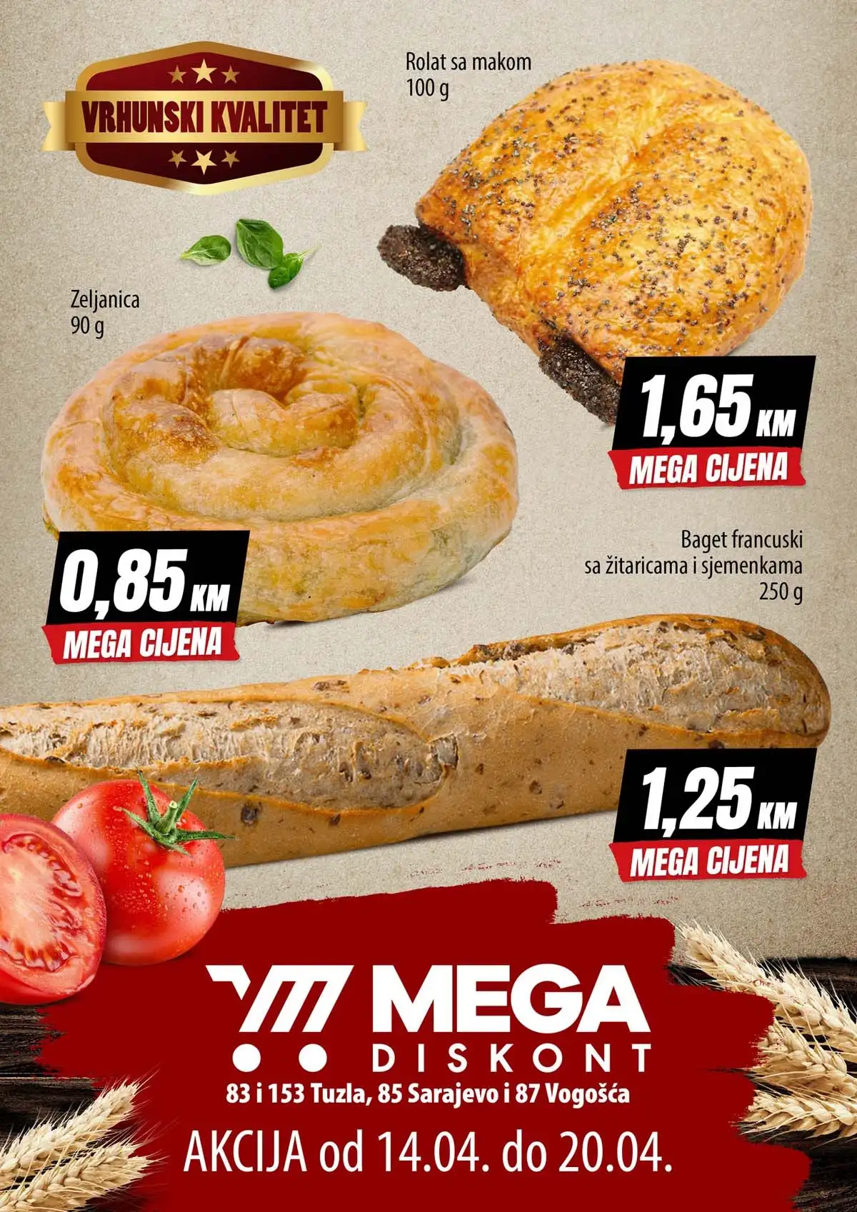 Mega Diskont akcija pekare Otoka Vogošća i Tuzla do 20.aprila 2026