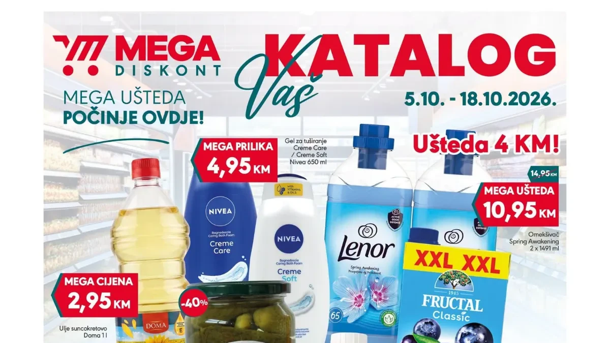 Mega Diskont katalog od 05.10. do 18.10.2026. – akcijske cijene hrane, pića, higijene i kućnih potrepština